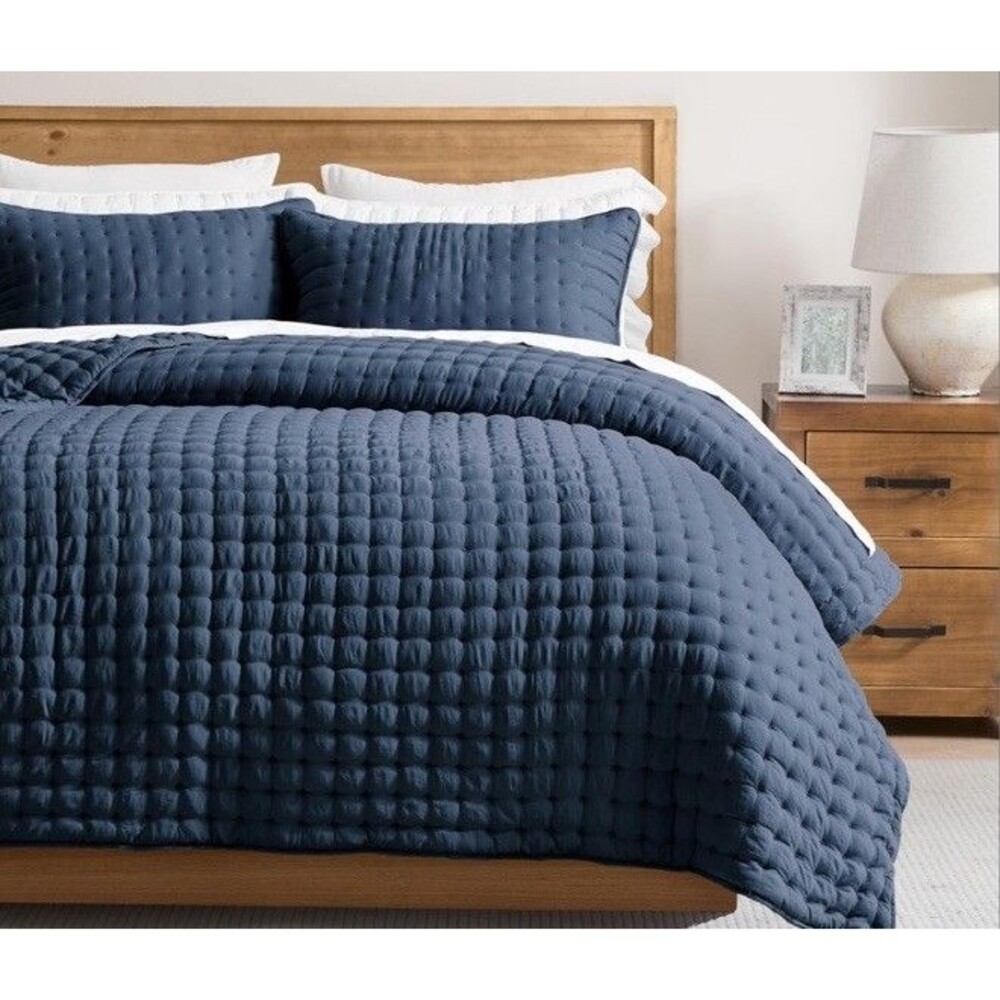 WDCOZY Navy Blue Twin Size Quilt Bedding Sets With Pillow Sham